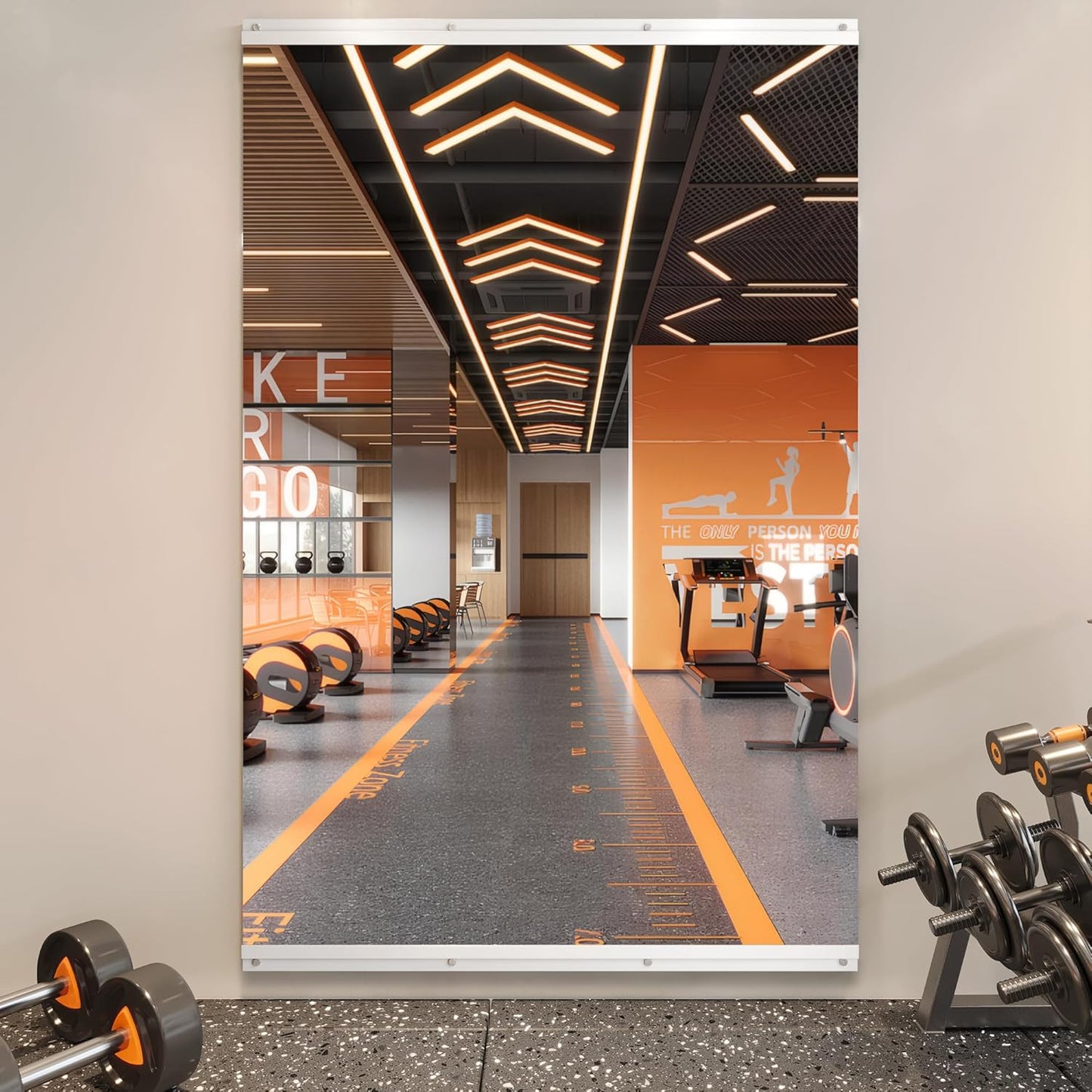 ROOMTEC Workout Mirrors for Home Gym 60"x36", Large Wall Mirror Full Length for Fitness, Yoga, Big Wall Mounted Frameless Glass Mirror for Garage, Dance Studio, Bedroom