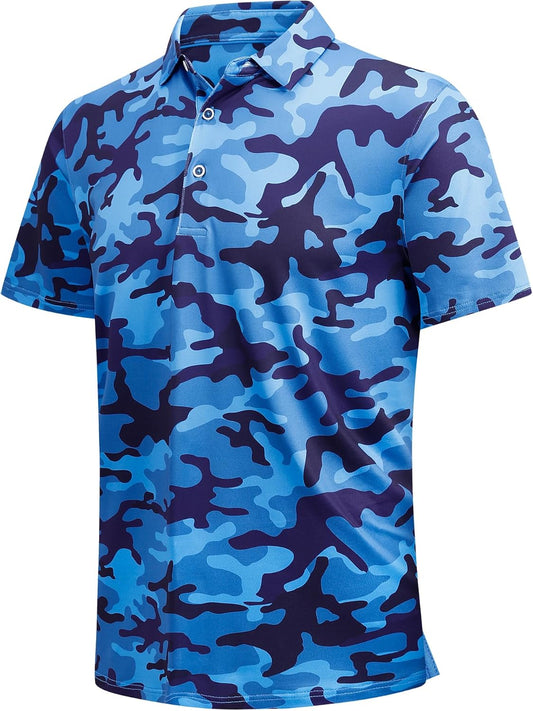 SAMERM Golf Shirts for Men Super Stretch Jacquard Dry Fit Golf Polo Moisture Wicking Short Sleeve Polo Shirts for Men