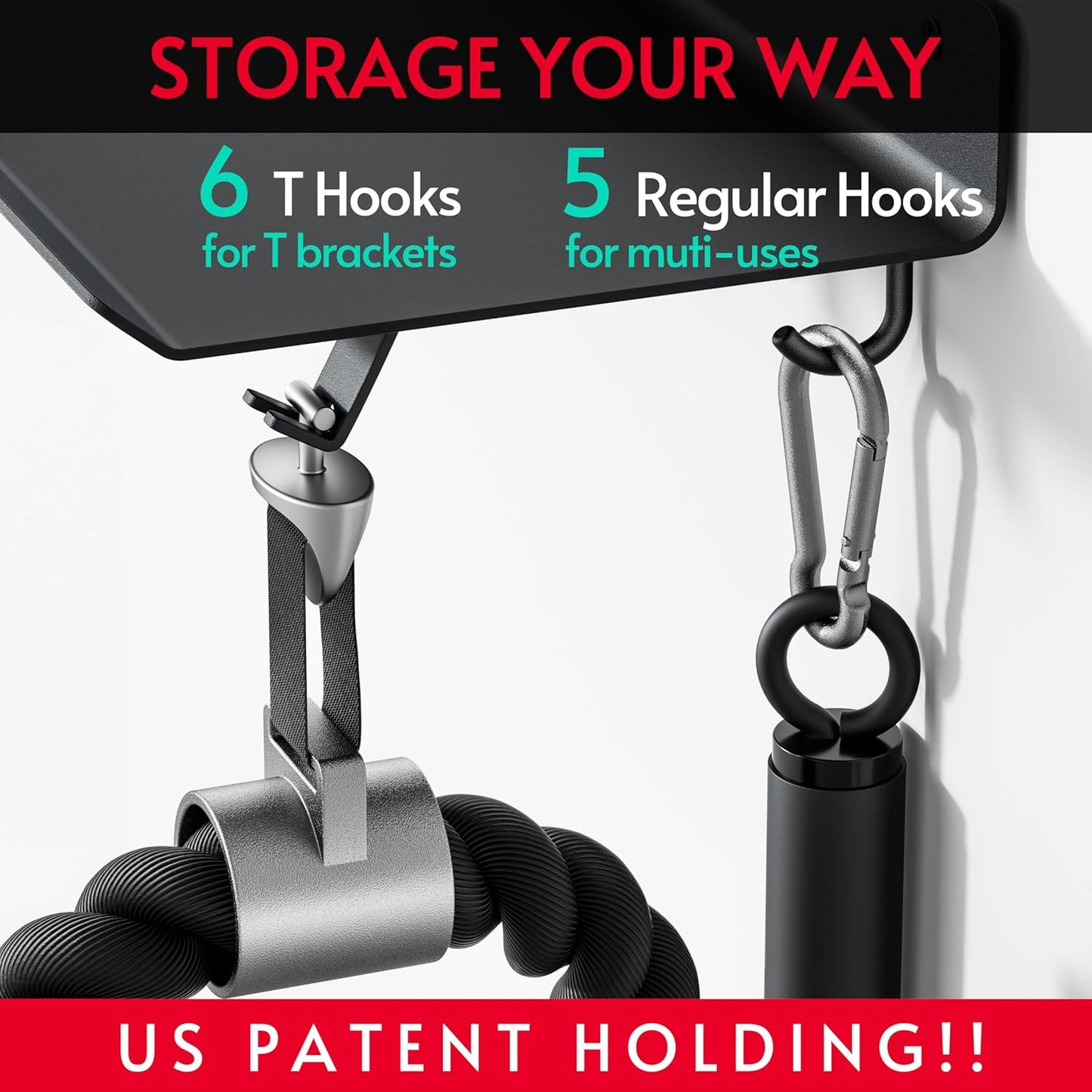 1-Tier Floating Shelf Compatible with Tonal Accessories, Home Gym Storage Shelf, Gym Rack Wall Mount Organizer, Workout Metal Holder, T-Bracket Lock Adapters Hanger, US Patent Holding