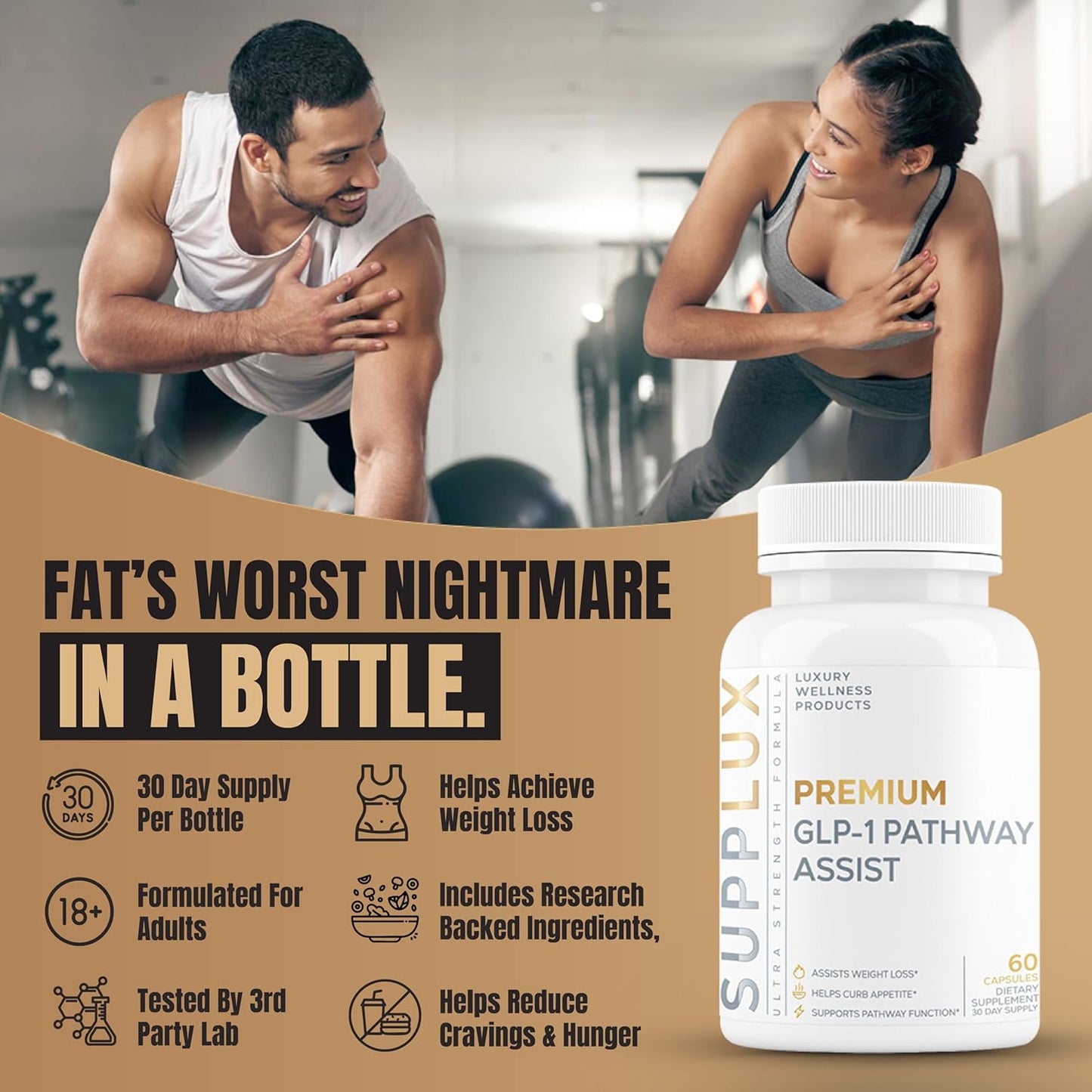 Premium GLP-1 Pathway Support Supplement for Weight Loss to Burn Fat & Suppress Appetite - Shredding Pills for Women & Fat Burner for Men | 3rd Party Tested Supplement - 60 Pills for Adults