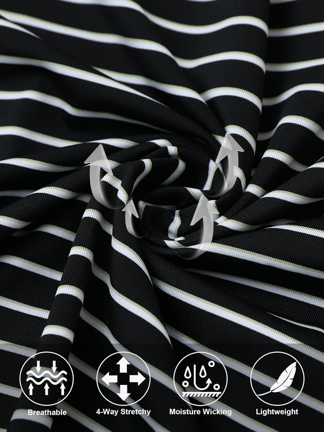 Rouen Mens Polo Shirts Short Sleeve Dry Fit Performance Moisture Wicking Causal Striped Polo Collared Golf Shirts for Men