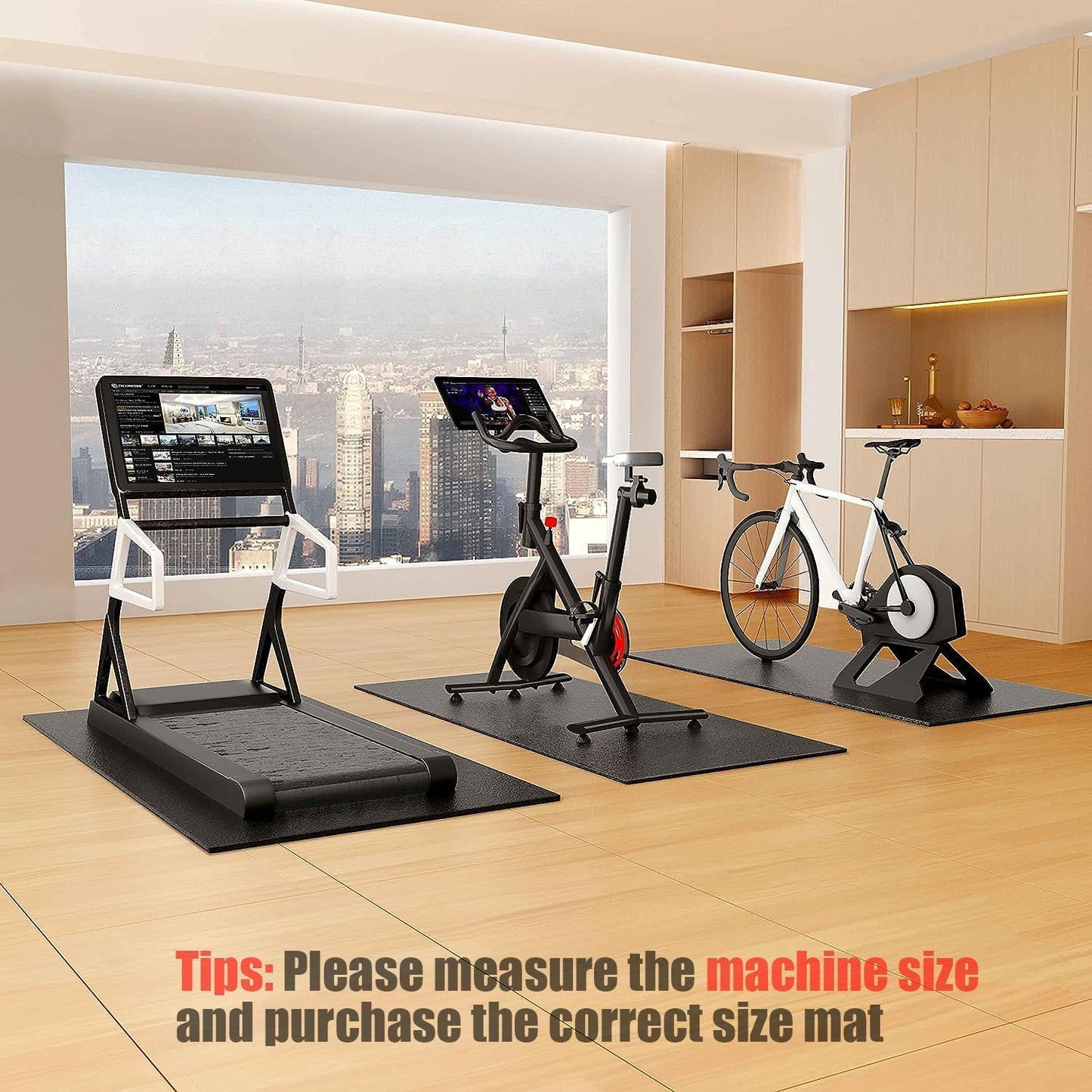Bike Mat Compatible with Peloton Bike,Elliptical,Treadmill Mat, 6mm Thick, Under Exercise Bike Trainer Pad for Indoor Stationary Spin Bike Gym Equipment Hardwood Floor Carpet Protector