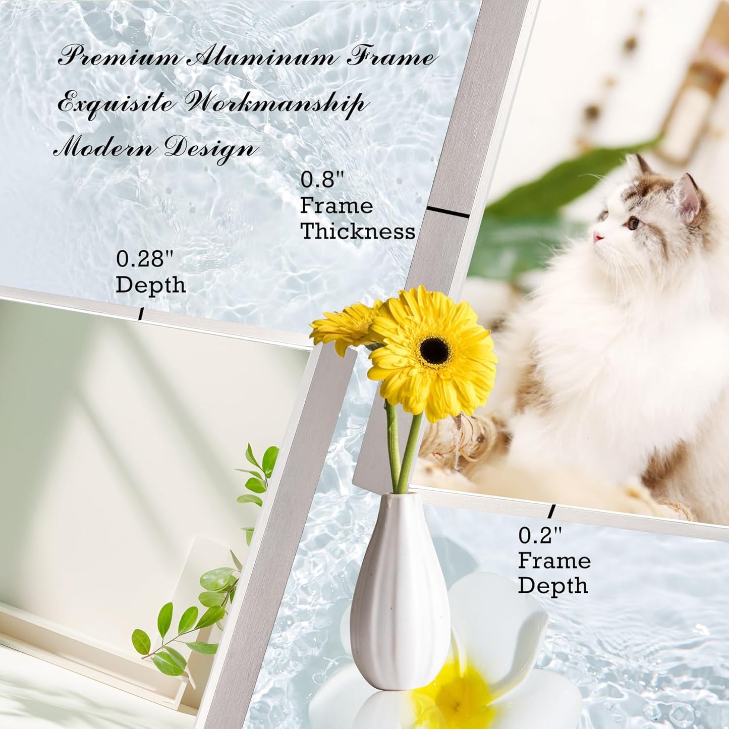 27x40 Inch Nickel Bathroom Mirror for Wall, Aluminum Frame Rectangle Rectangular Vanity Mirror, Modern Large for Bedroom, Living Room, Horizontal or Vertical