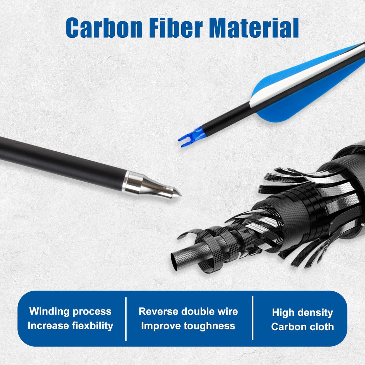 24Pcs 31" Carbon Archery Arrows, Spine Matched for Hunting & Target Practice for Compound & Recurve Bows, Durable Carbon Shaft and Removable Tips‌