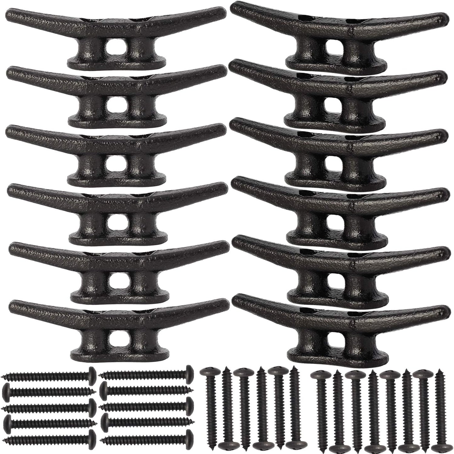 4 inch Dock Cleats 4/6/8/12/16/20/24 Pack,Boat Dock Cleats Rope Cleat Marine Cleats Iron Boat Cleats with Hardware ldeal for Deck,Nautical Decor,Cleats for Boat Dock,Boat Tie Down Cleats