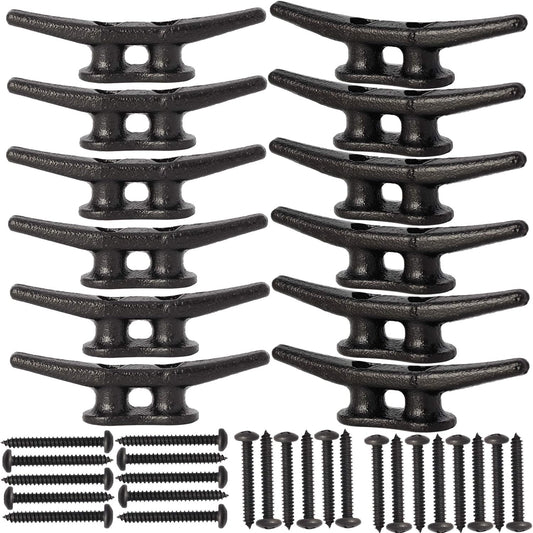 4 inch Dock Cleats 4/6/8/12/16/20/24 Pack,Boat Dock Cleats Rope Cleat Marine Cleats Iron Boat Cleats with Hardware ldeal for Deck,Nautical Decor,Cleats for Boat Dock,Boat Tie Down Cleats