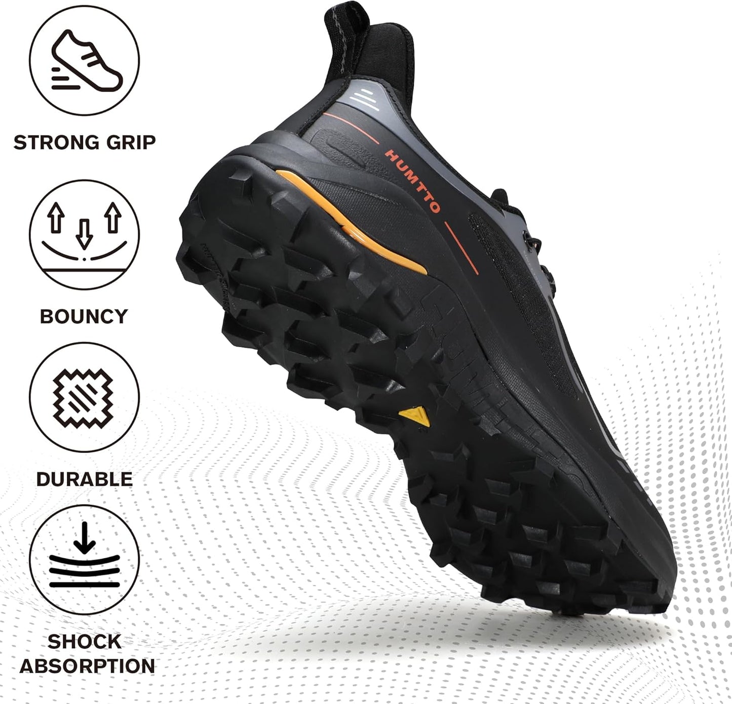 HUMTTO Men's Quick Laces Hiking Sneaker Lightweight Breathable Walking Outdoors Trail Running Shoes