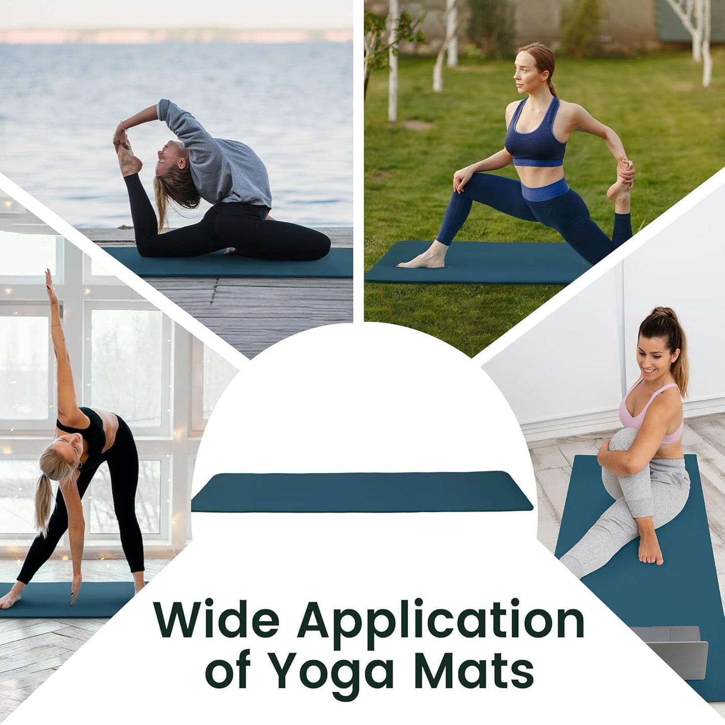 Yoga Mat, 1/2-Inch Extra Thick High Density Exercise Mat, Anti-Tear Exercise Yoga Mat with Carrying Strap, Suitable for Various Yoga Exercises