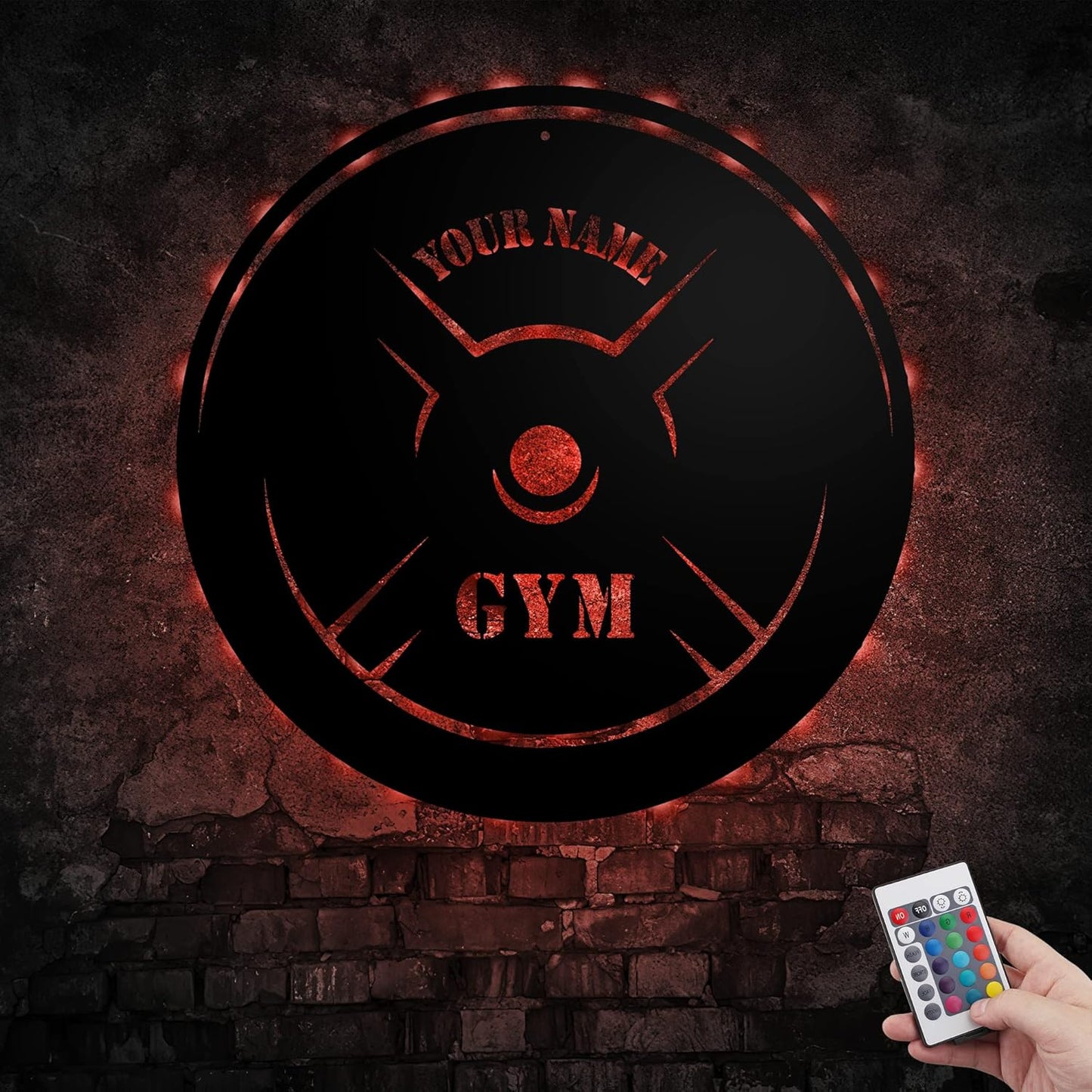 Personalized Home Gym LED Tin Metal Sign Multiple Sizes, Gym Sign Wall Decor, Exercise Workout Room Decor Fitness Center, Motivational Inspirational Hanging Wall Art Wall Plaque (05 w/lights)