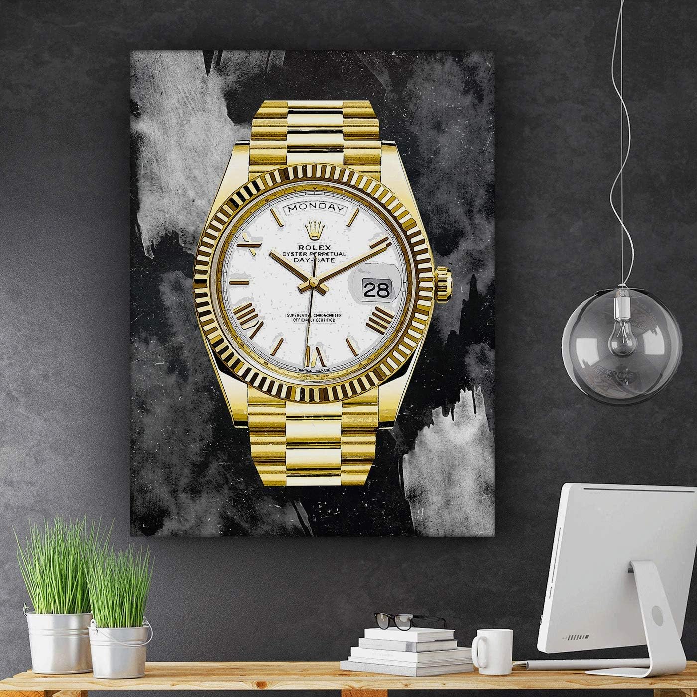 SuccessHunters Luxury Gold Watch Canvas Print Office Wall Decoration Home Decor Modern Art Prints Inspiration Motivation Inspire Entrepreneur Quote Inspirational Motivational House Decal (18" x 12")