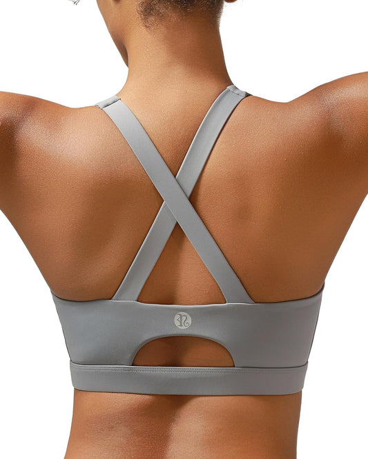 RUNNING GIRL Sports Bra for Women High Support Molded Cup Strappy Running Sports Bras with Sewn in Pads