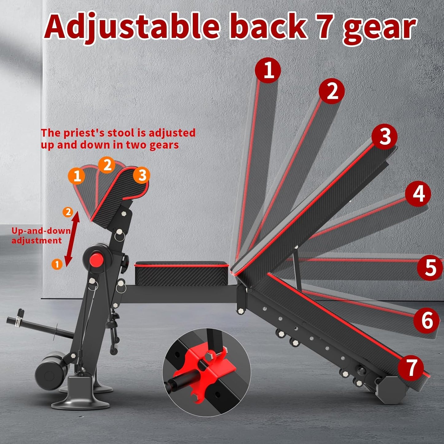 Adjustable Weight Bench,Utility Workout Bench Foldable Incline Decline Benches for Home Gym Full Body Workout,Load 600LBS