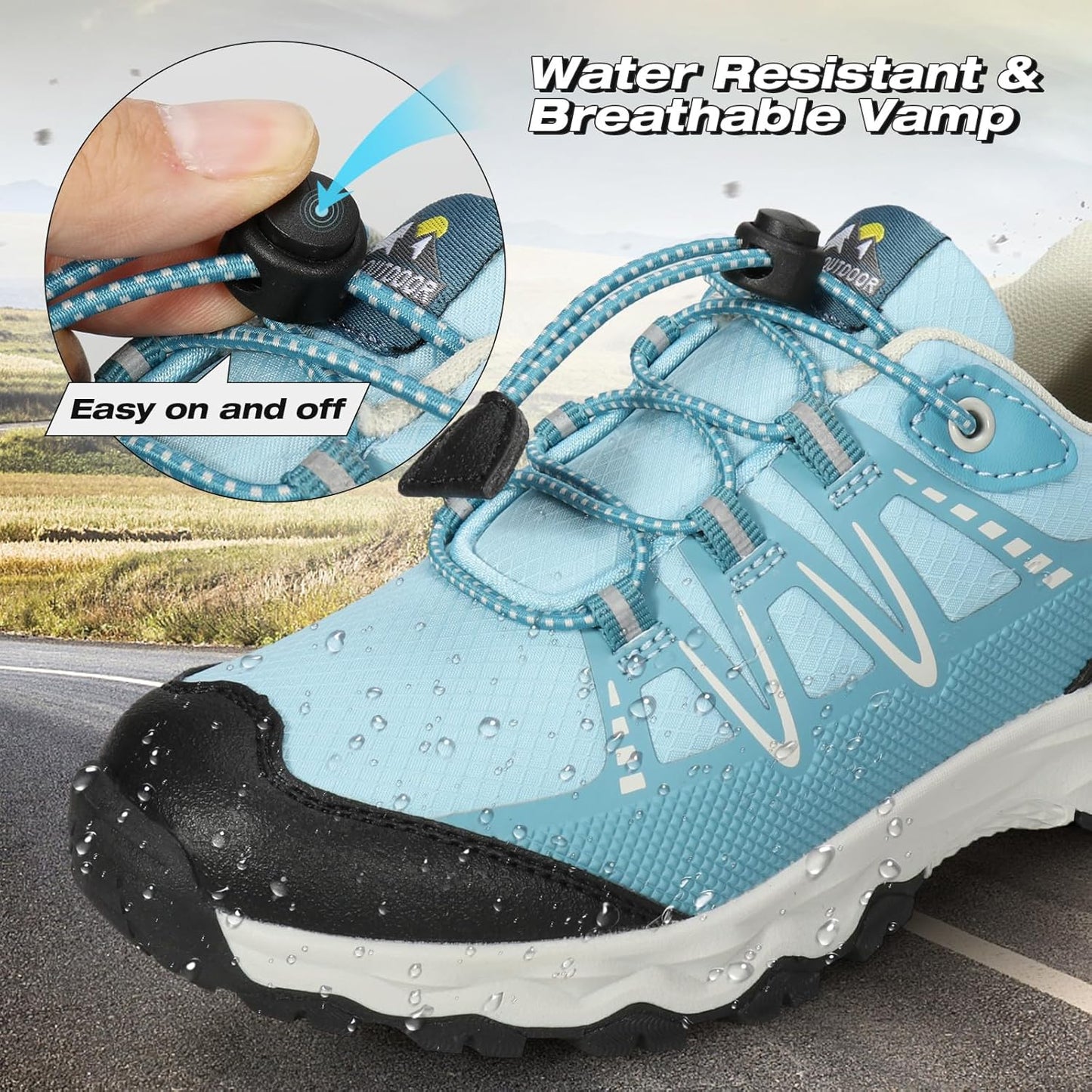 UOVO Boys Girls Hiking Shoes Kids Waterproof Running Trail Fashion Sneakers Breathable Lightweight Non-Slip Outdoor Walking Sports Shoe(Little/Big Kids)