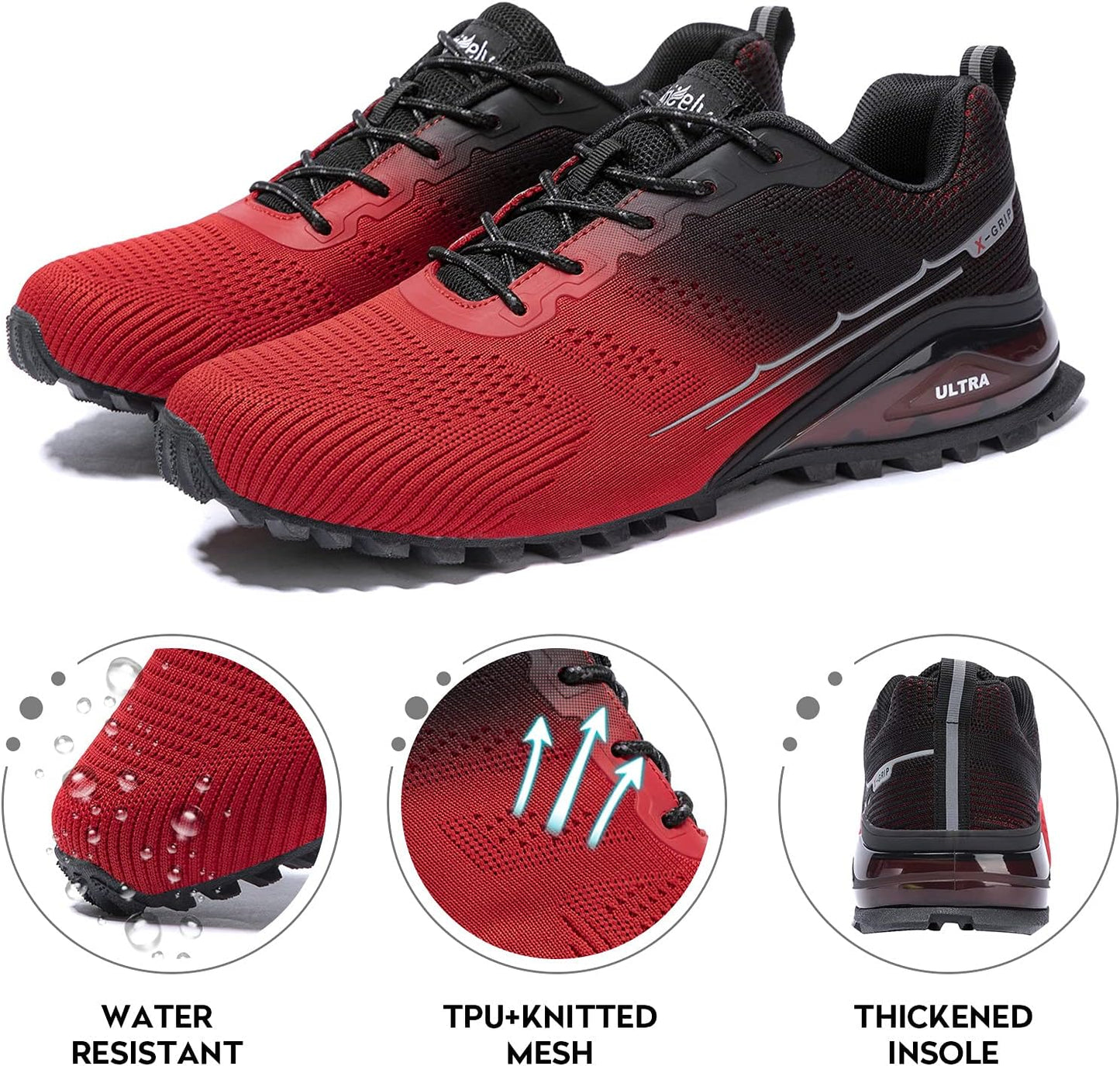 Kricely Men's Trail Running Shoes Fashion Walking Hiking Sneakers for Men Tennis Cross Training Shoe Outdoor Snearker Mens Casual Workout Footwear
