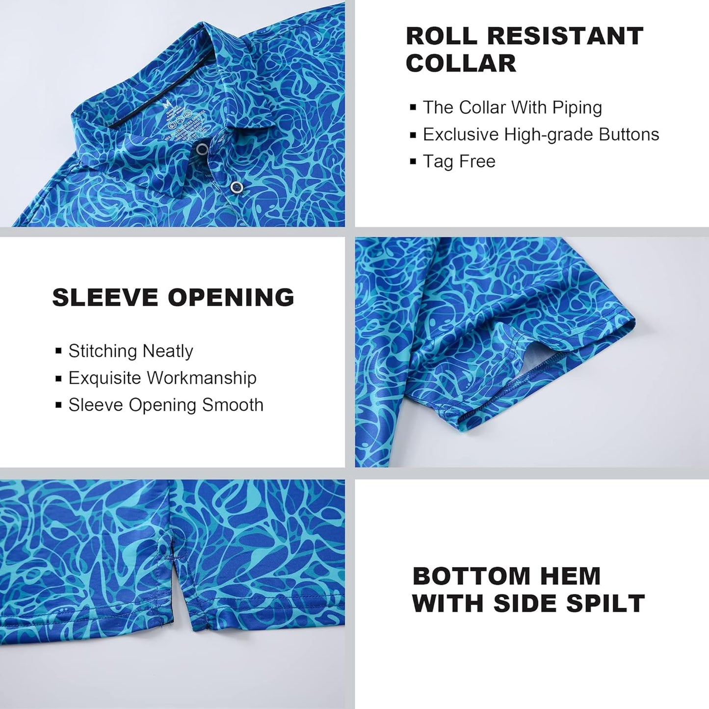 SAMERM Golf Shirts for Men Super Stretch Jacquard Dry Fit Golf Polo Moisture Wicking Short Sleeve Polo Shirts for Men