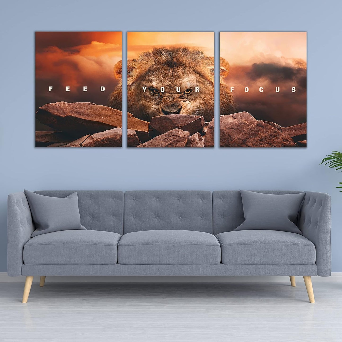Motivational Wall Art Inspirational Wall Art 3 Pieces Canvas Poster Wall Painting Lion Artwork for Living Room Bedroom Home Decor Prints Pictures Office Wall Decor Framed Ready to Hang 48''Wx 24''H