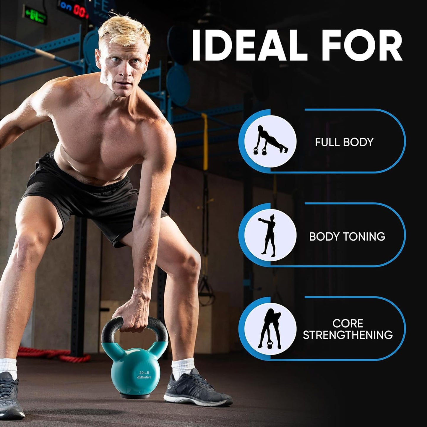 Kettlebell Sets Professional Grade - Strength Training Kettlebells for Home Workout - Cast Iron Kettle Bell Weight Sets for Men & Women with Special Protective Bottom