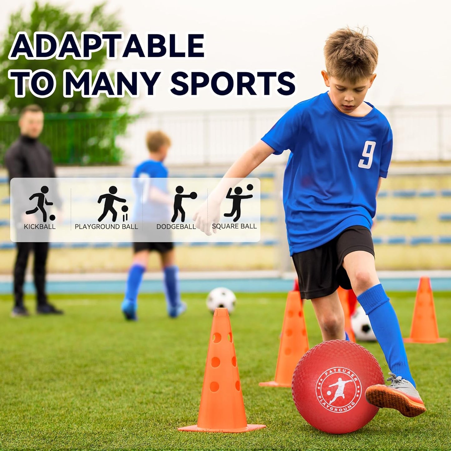 10 Inch Kickball Set, Playground Ball with Carrying Bag, Dodge Balls for Kids and Adults, Bouncing Sport Handball and Toy Ball, Outdoor Rubber Balls Official Camps and Schools Play Ball