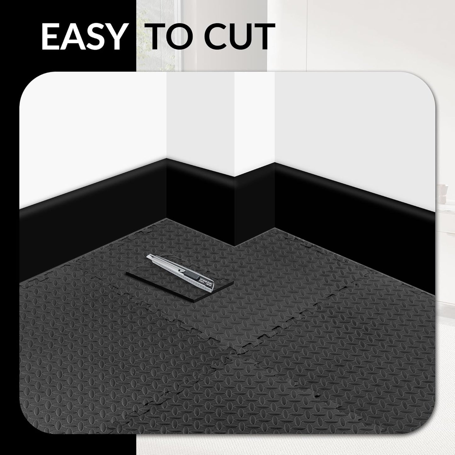 Puzzle Exercise Gym Flooring Mat, 1/2" Thick High-Density EVA Interlocking Tiles Workout Mat for Home Gym, Fitness Equipment, MMA, Gymnastics, 6-Piece Shock-Absorbing Exercise Mat (24 Sq Ft)