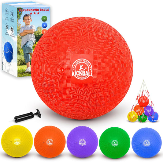 8.5 Inch Kickball Set, Dodgeballs 6 Pack,12 Pack,Playground Balls for Kids&Adults, Bouncy Balls Includes Pump and Storage Bag, Handball for Outdoor & Indoor Games, Boys and Girls Gift with Gift Box
