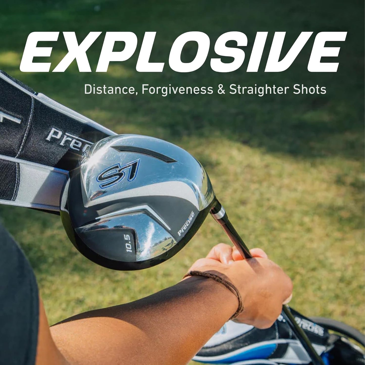 18 Piece Complete Men’s Golf Club Set with Titanium Driver, #3 & #5 Fairway Woods, #4 Hybrid, 5-SW Irons, Putter, Stand Bag, 4 H/C's, Men’s Golf Clubs Full Set Right Handed