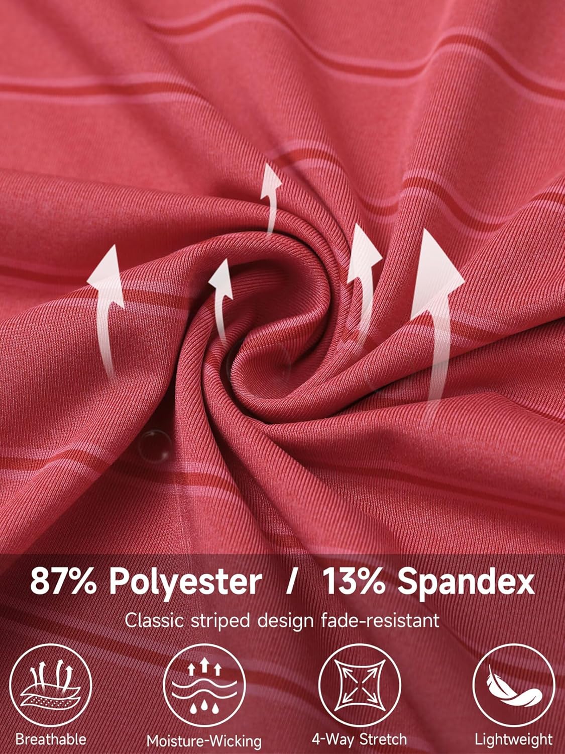 Rouen Polo Shirts for Men Dry Fit Performance Heather Stripe Golf Polo Moisture Wicking Lightweight Breathable Golf Shirts