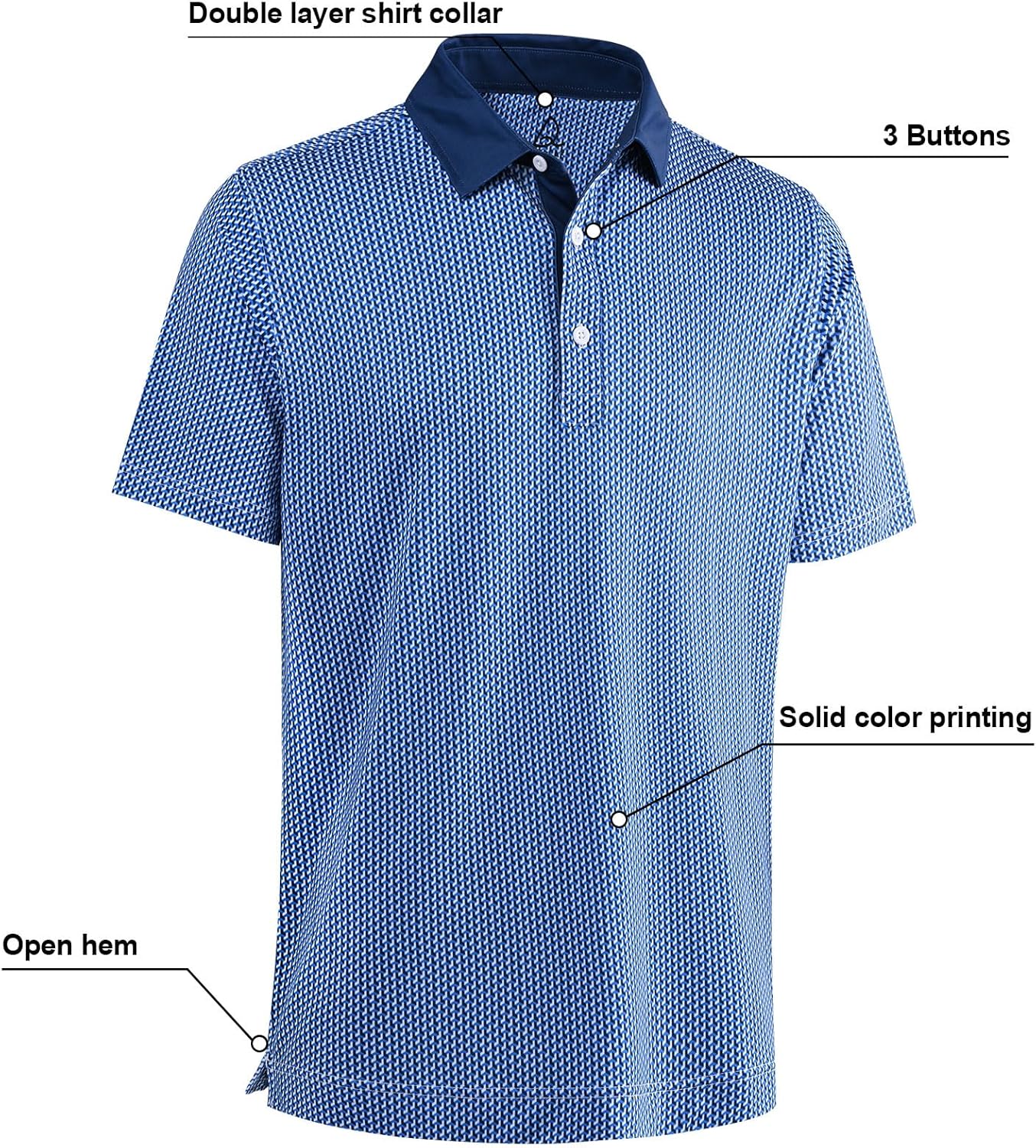 DEOLAX Mens Polo Shirts Fashion Print Mens Golf Shirt Dry Fit Mens Golf Polo Short Sleeve Quick Dry Funny Golf Shirt for Men