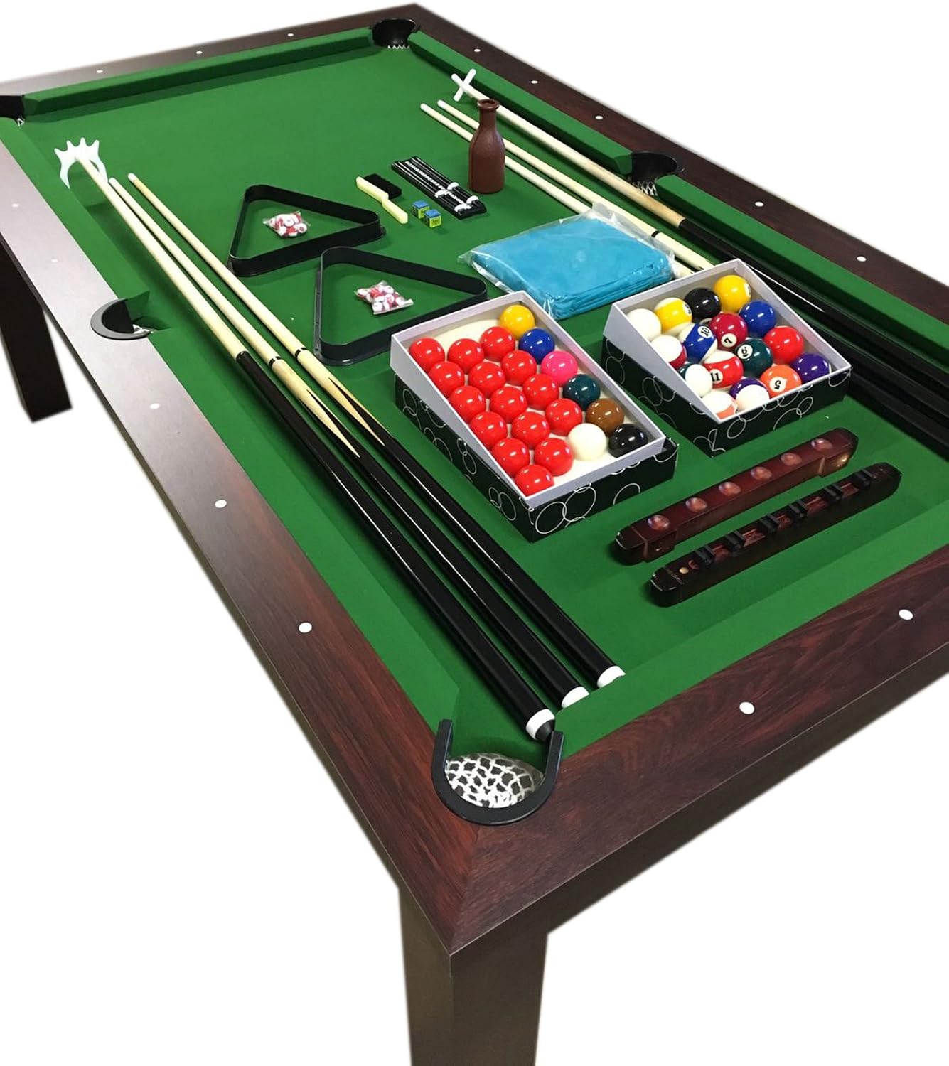 7 Foot Pool Table Dining Table Combo Green Felt – Missisipi