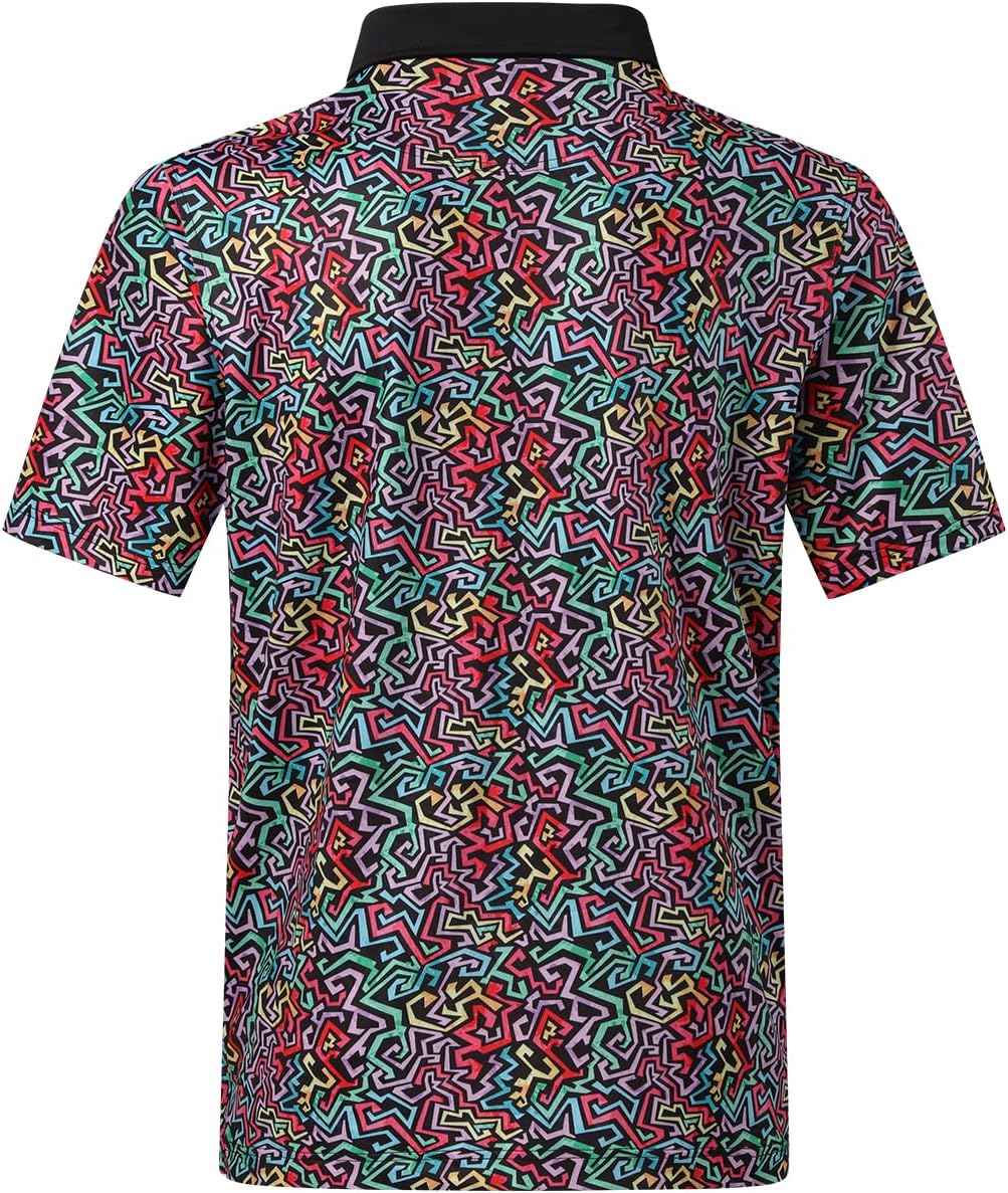 DEOLAX Mens Polo Shirts Fashion Print Mens Golf Shirt Dry Fit Mens Golf Polo Short Sleeve Quick Dry Funny Golf Shirt for Men