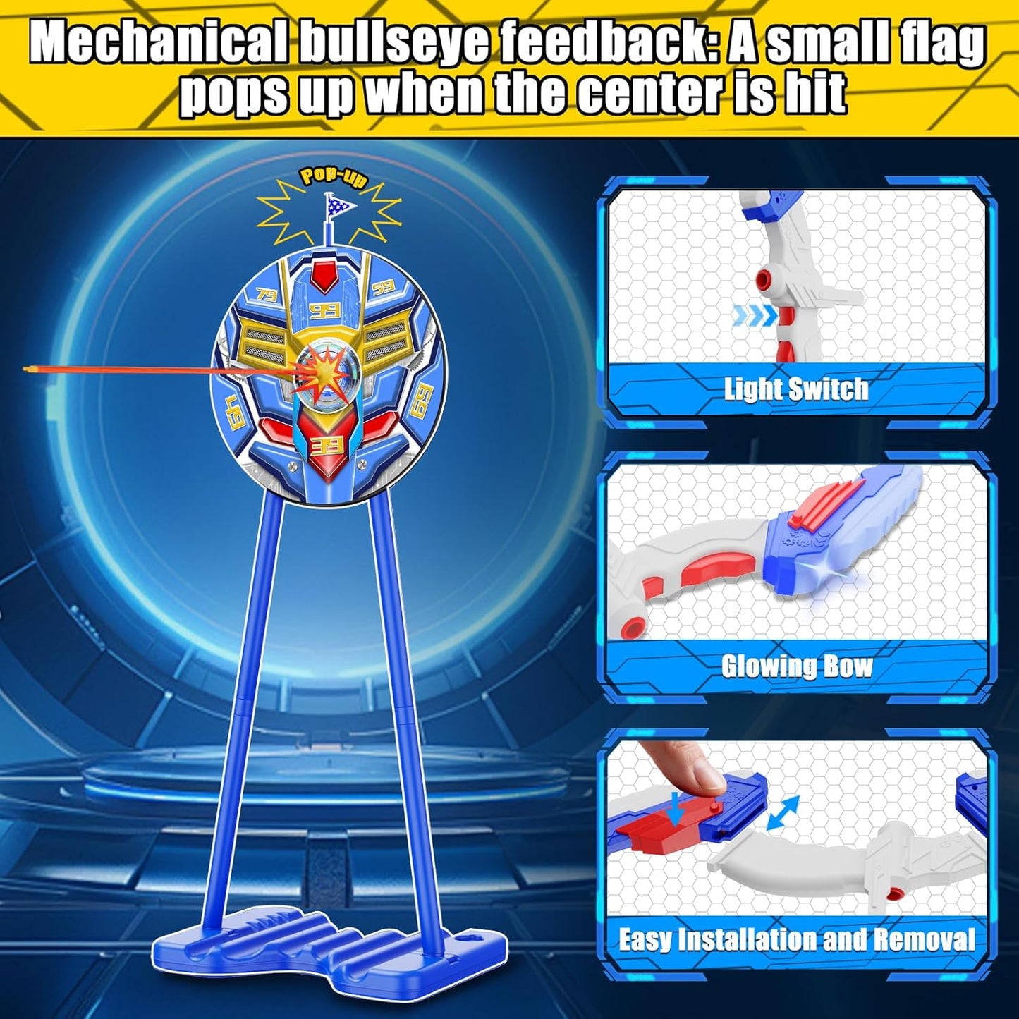 2 Pack Bow and Arrow for Kids, LED Light Up Archery Toy Set with 20 Suction Cup Arrows, 2 Quiver, 1 Standing Target, Indoor Outdoor Sport Gifts for Kids, Boys & Girls Ages 4 5 6 7 8 9 10 11 12