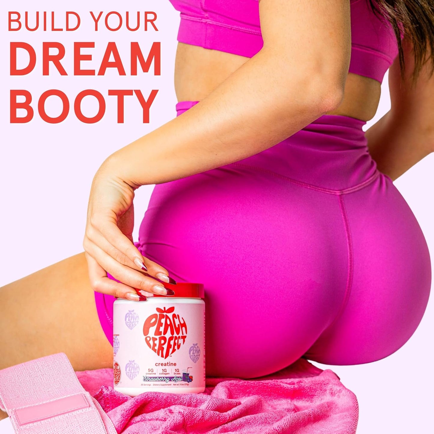 Creatine for Women Booty Gain, Muscle Builder, Energy Boost, Pink Lemonade, Cognition Aid | Collagen, BCAA, Lean Muscle, Vegan Monohydrate Micronized Powder, Alt Creapure,30 Ser
