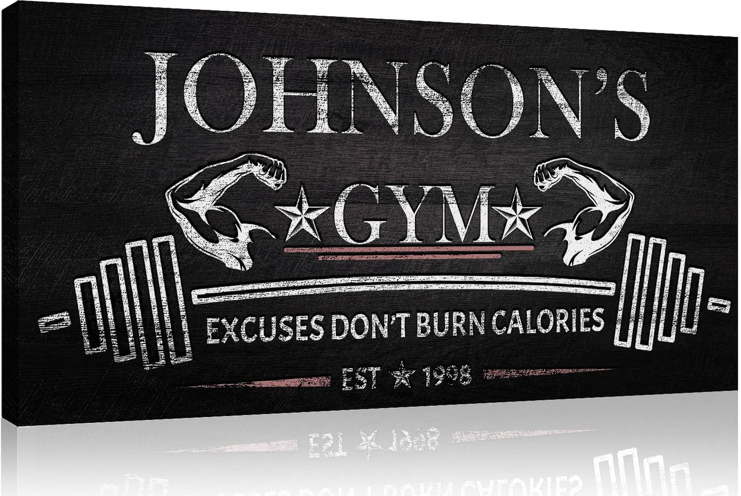 Tailored Canvases Personalized Gym Sign Wall Art Decor - Motivational Canvas for Home Gym, Workout Room, Garage, Fitness Center - Workout Inspirational Posters - Excuses Don't Burn Calories Dark, 20x10in