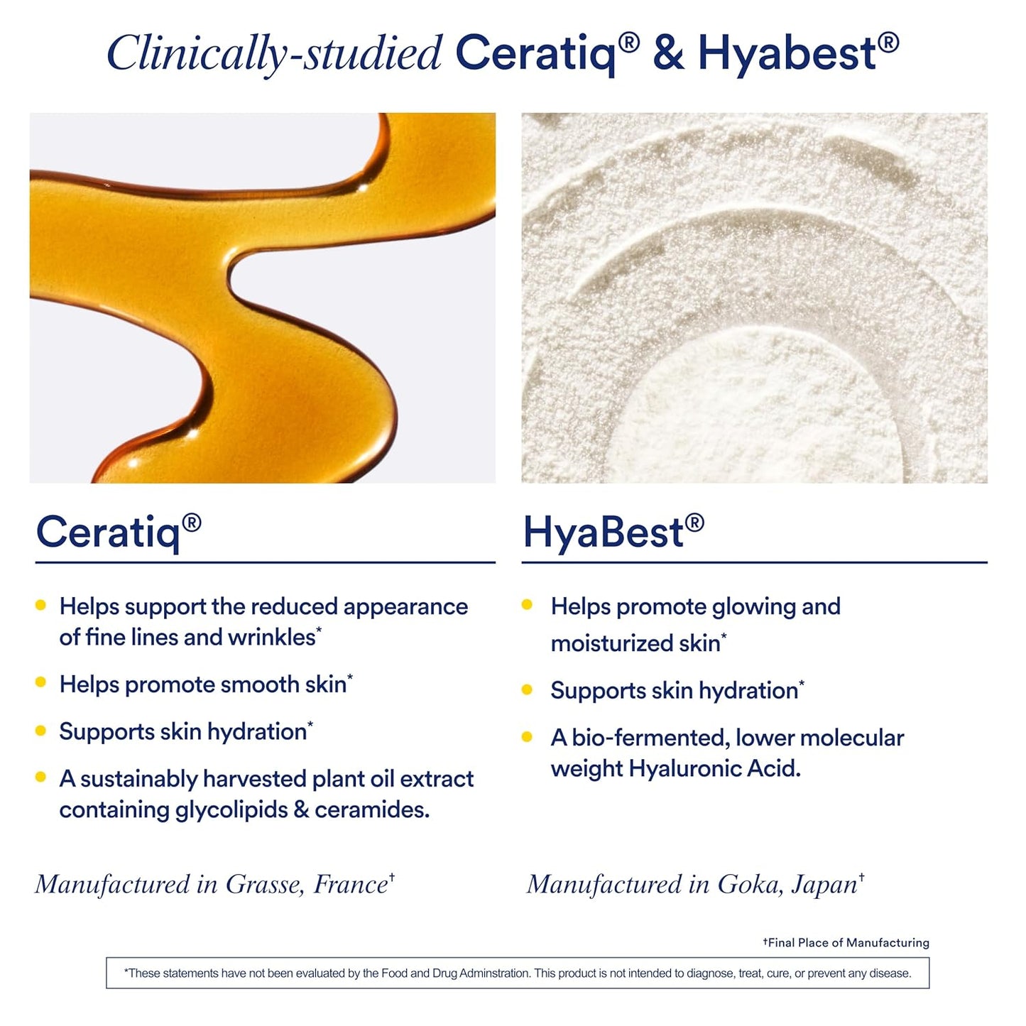 Ritual HyaCera Skin Supplement for Wrinkle Support, with Hyabest® and Ceratiq® for Skin Hydration Support, Hyaluronic Acid, Glycolipids, Ceramides, Gluten Free, Non GMO, Vanilla Essence, 30 Day Supply