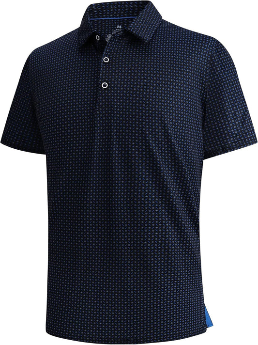 SAMERM Golf Shirts for Men Super Stretch Jacquard Dry Fit Golf Polo Moisture Wicking Short Sleeve Polo Shirts for Men