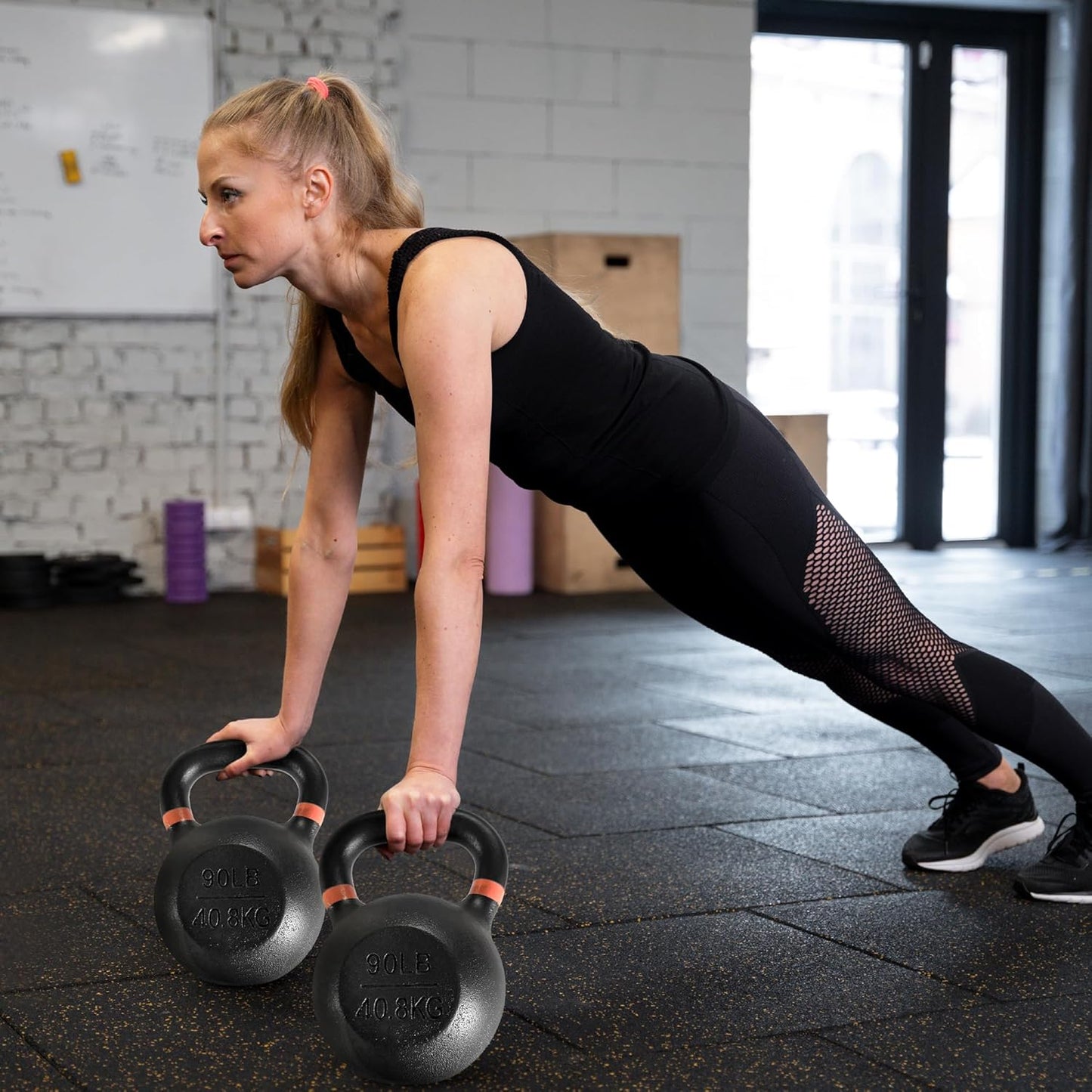 Cast Iron Kettlebell Weights for Home Gym, Heavy Duty Strength Training, Workout Equipment for HIIT, Functional Fitness