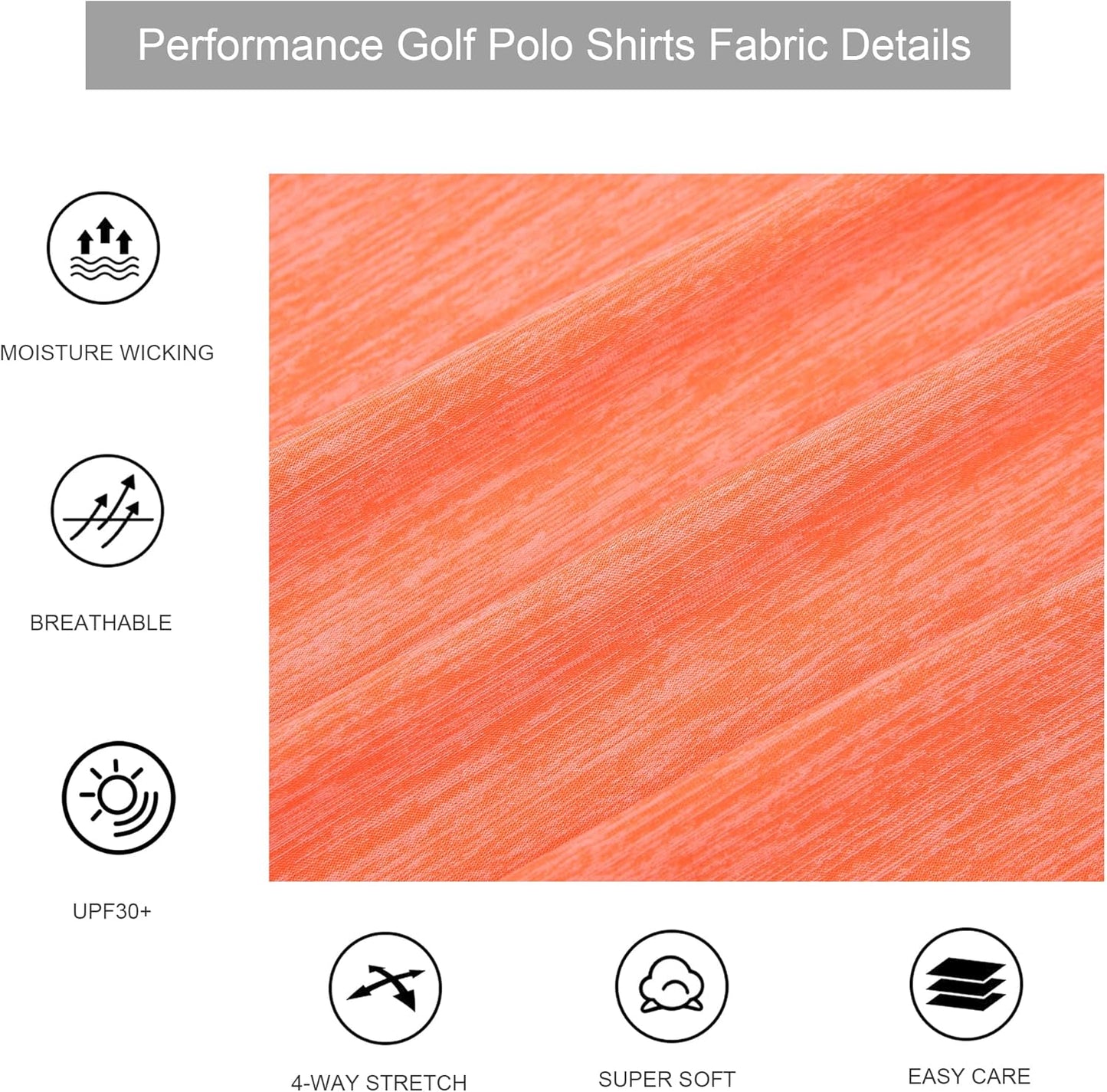 Alex Vando Mens Golf Shirt Moisture Wicking Quick-Dry Short Sleeve Casual Polo Shirts for Men