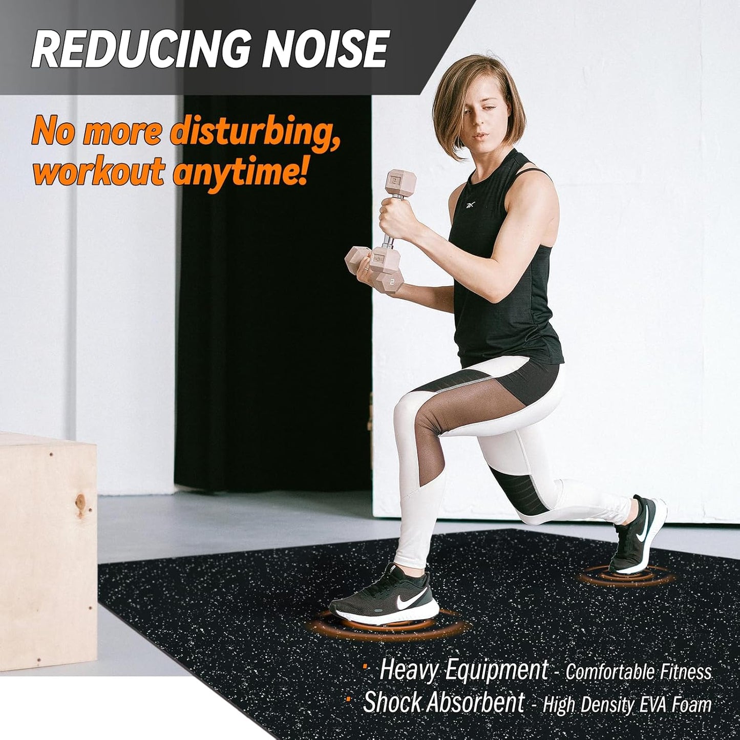 0.5" Thick Gym Flooring for Home Gym, RAINHOL 48 Sq Ft 12 Tiles EVA Foam with Rubber Top Exercise Equipment Mat, Interlocking Puzzle Workout Floor Mats for Garage, 24x24 inch