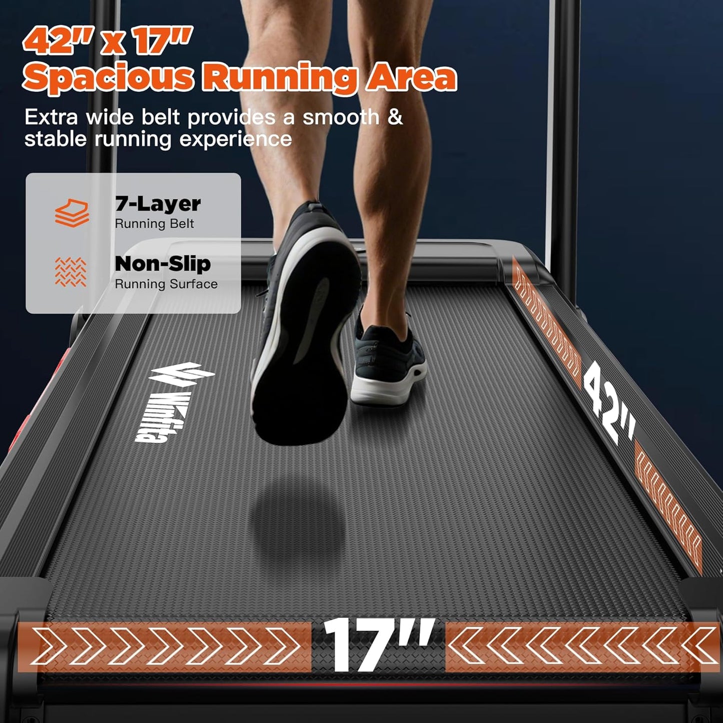 3.5HP Folding Treadmills for Home with Incline Optional, 300 lbs Capacity, 8.0MPH Speed, 17'' Wide Belt, App, Bluetooth Connection, 64 Programs, USB Charging Port, BMI Detector for Home Use