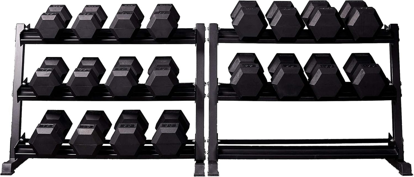 REP Fitness Rubber Hex Dumbbell Set, Adjustable Weight Pairs, Home Gym Equipment, Strength Training For Men Women, Black Coated Grips, Workout Rack Storage Optional, Heavy Lb Free Weights