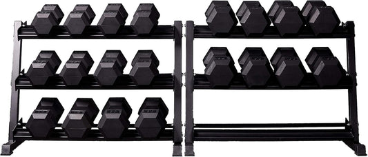 REP Fitness Rubber Hex Dumbbell Set, Adjustable Weight Pairs, Home Gym Equipment, Strength Training For Men Women, Black Coated Grips, Workout Rack Storage Optional, Heavy Lb Free Weights