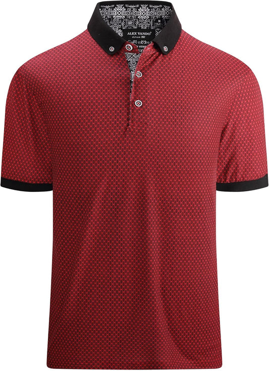 Alex Vando Mens Polo Shirts Short Sleeve Regular Fit Fashion Designed Shirt