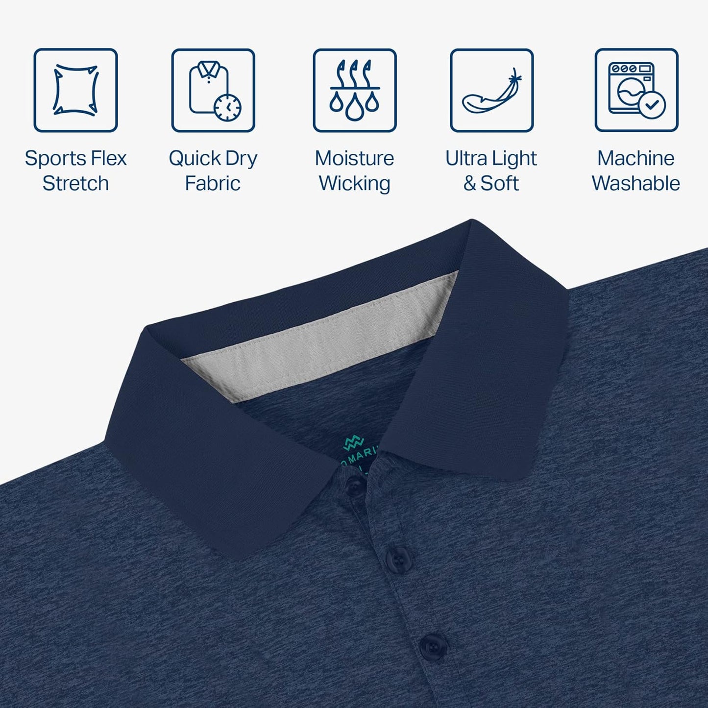 Mio Marino Golf Polo Shirts for Men - Dry Fit - Ultra-Thin Breathable Fabric