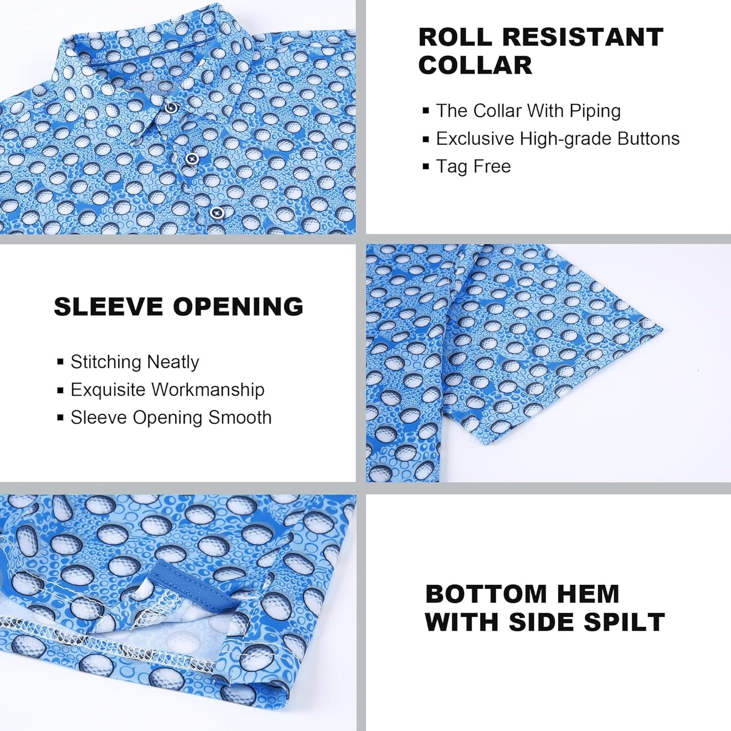 SAMERM Golf Shirts for Men Super Stretch Jacquard Dry Fit Golf Polo Moisture Wicking Short Sleeve Polo Shirts for Men