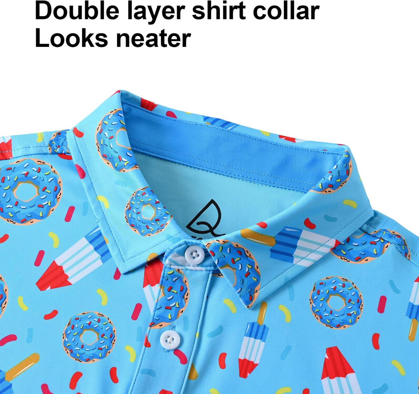 DEOLAX Mens Polo Shirts Fashion Print Mens Golf Shirt Dry Fit Mens Golf Polo Short Sleeve Quick Dry Funny Golf Shirt for Men