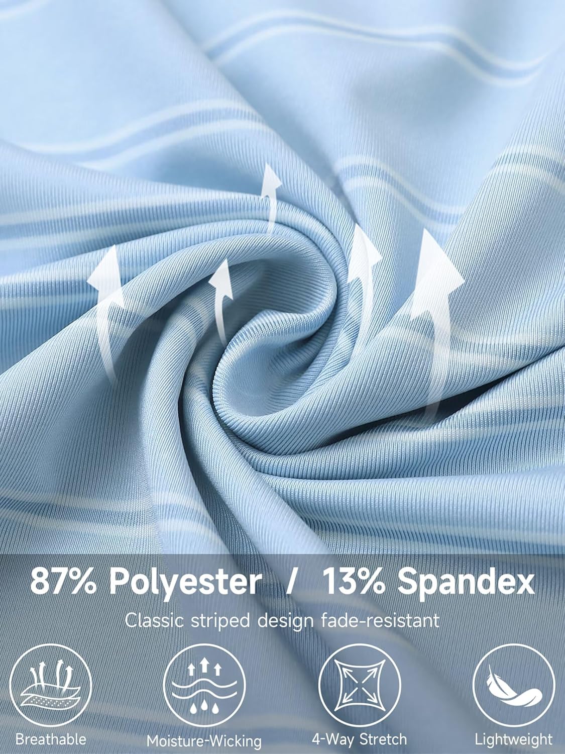 Rouen Polo Shirts for Men Dry Fit Performance Heather Stripe Golf Polo Moisture Wicking Lightweight Breathable Golf Shirts