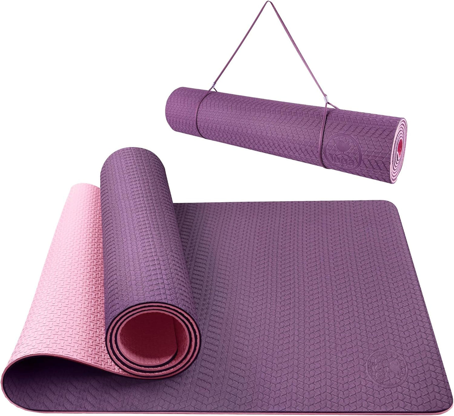 IUGA Yoga Mat Non Slip Anti-tear Pilates Mat Eco Friendly Hot Yoga Mats Thick for Workout & Exercise(72"x 24"x 6mm)