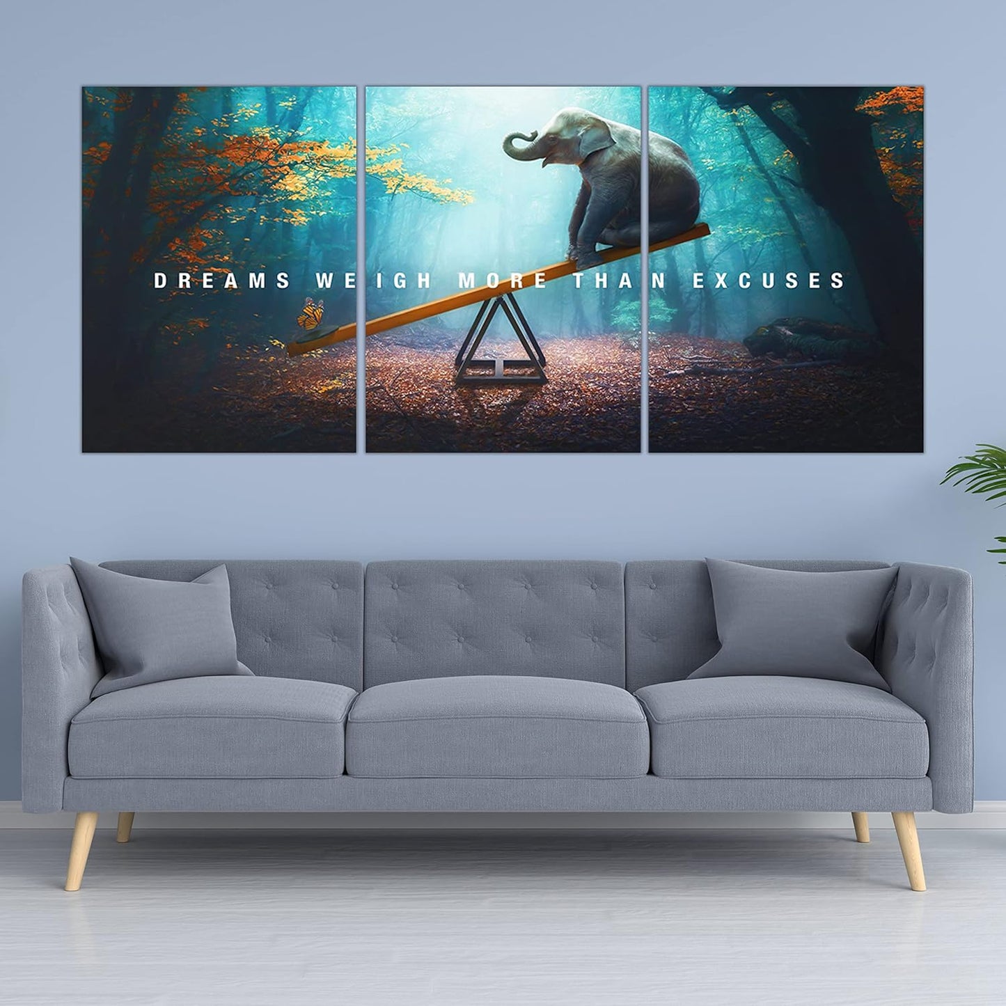 Yetaryy Motivational Poster Inspirational Wall Art 3 Pieces Canvas Painting Lion Artwork for Living Room Office Modern Home Decor Prints Pictures Wall Decor Framed Ready to Hang [60''Wx 28''H]