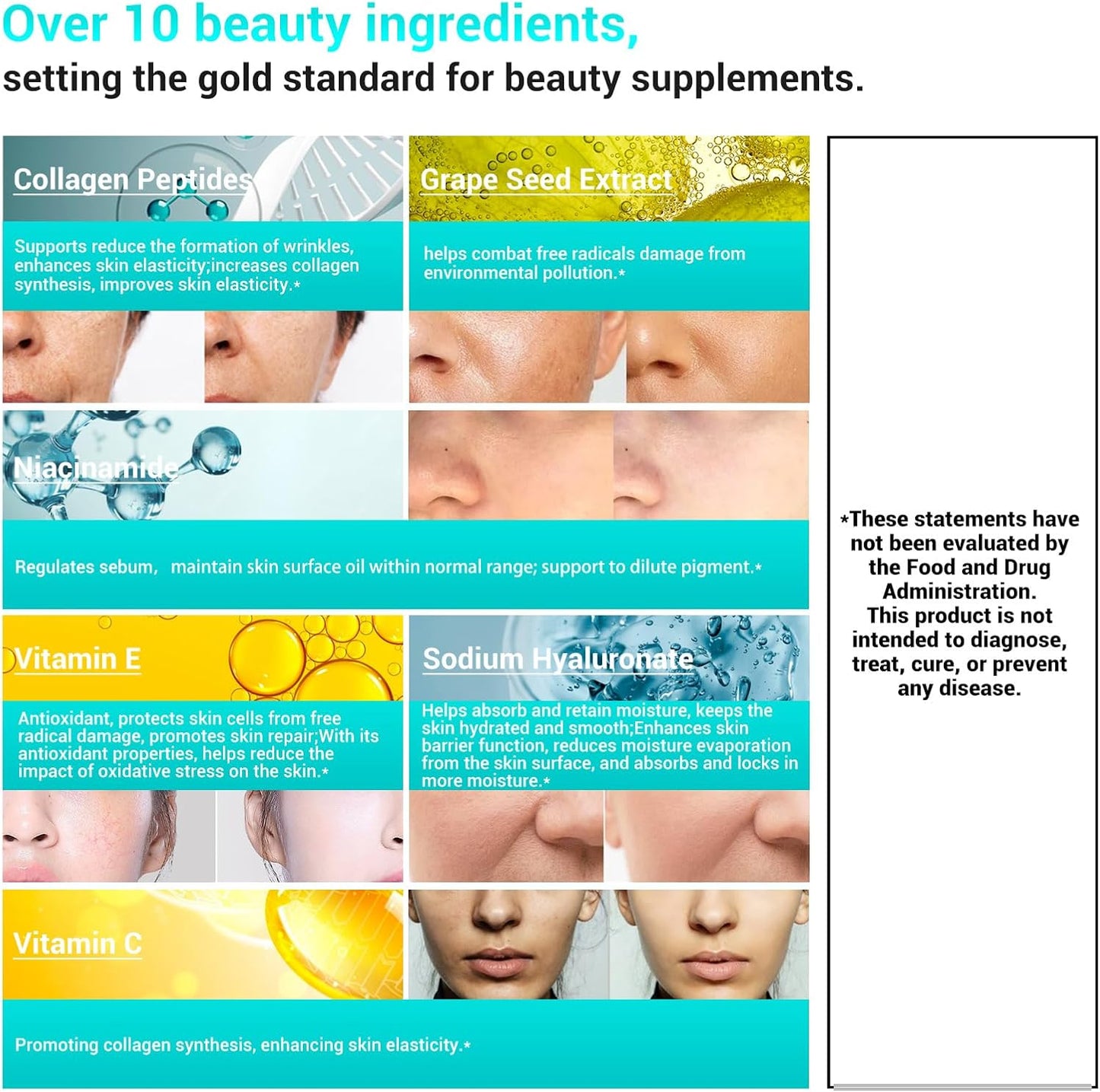 Collagen Peptides for Women, Beauty Vitamin & Mineral Supplement,Contains Vitamin D3, Probiotics for Women & Collagen Peptides,Vitamin B Complex,Vitamin E 60 Tablets