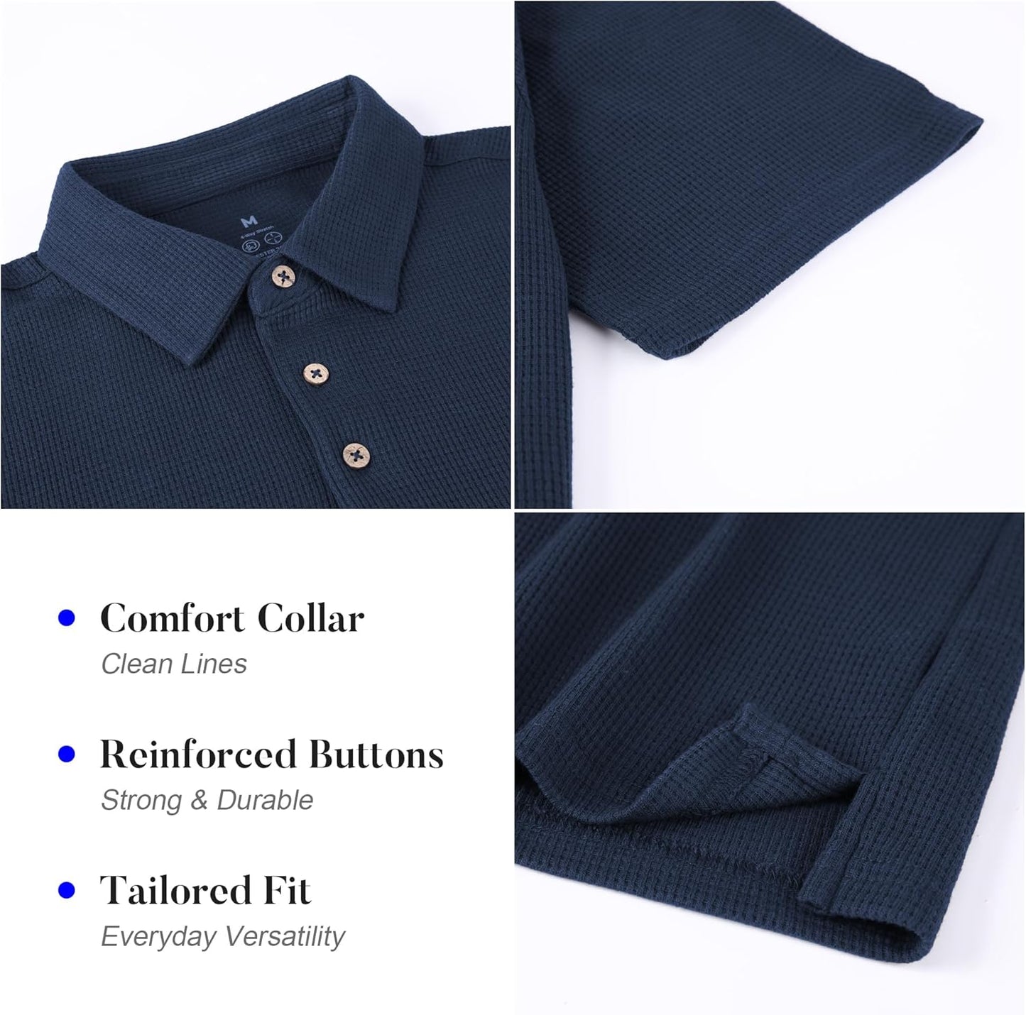 WARHORSEE Golf Polo Shirts for Men Short Sleeve Wrinkle Free 4 Way Stretch Moisture Wicking Performance Collared Tshirts