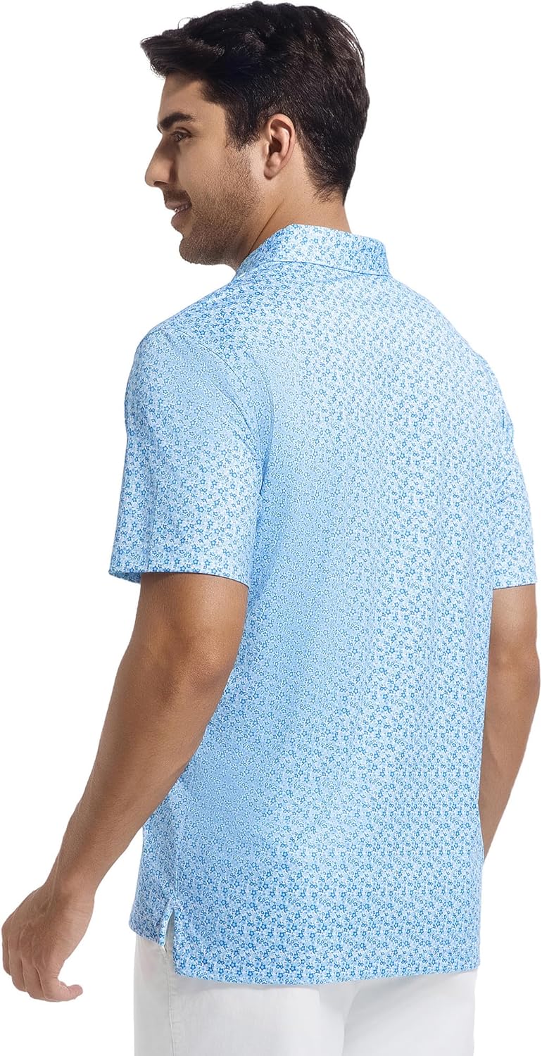SAMERM Mens Golf Shirts Short Sleeve Dry Fit Performance Moisture Wicking Print Sport Polo Shirts for Men Casual